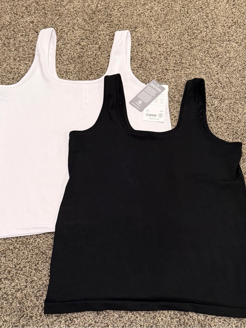 Athleta Sz. XL Renew Scoop Tanks, Ribbed, - Black & White, New